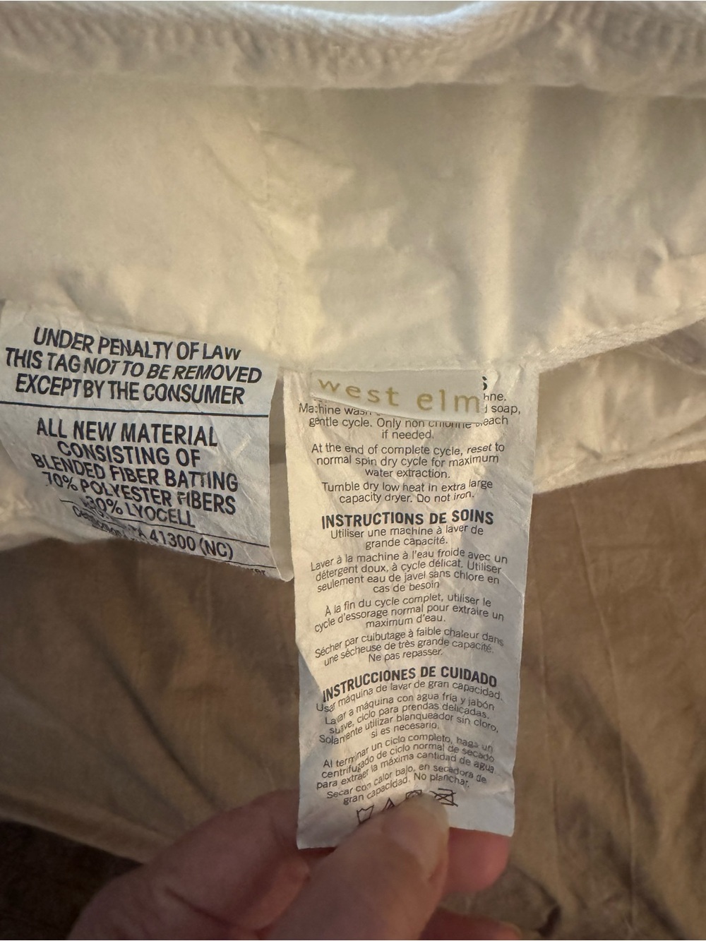 West Elm White Down Alternative Full/Queen Comforter 100% Cotton - Picture 7 of 7
